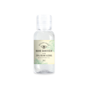 hand sanitiser, 70% volume alcohol with peppermint oil.