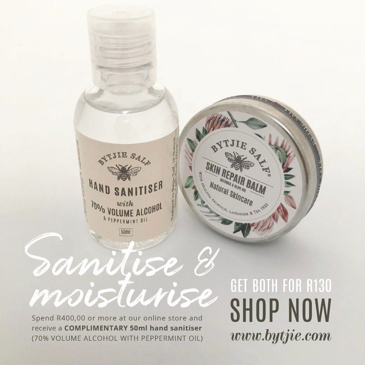 Bytjie Salf Skin Repair balm & Sanitiser combo